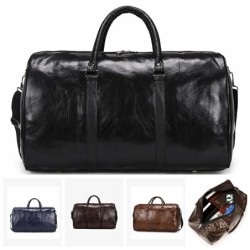 Leather travel / sports bag - shoulder strap - large capacityBags
