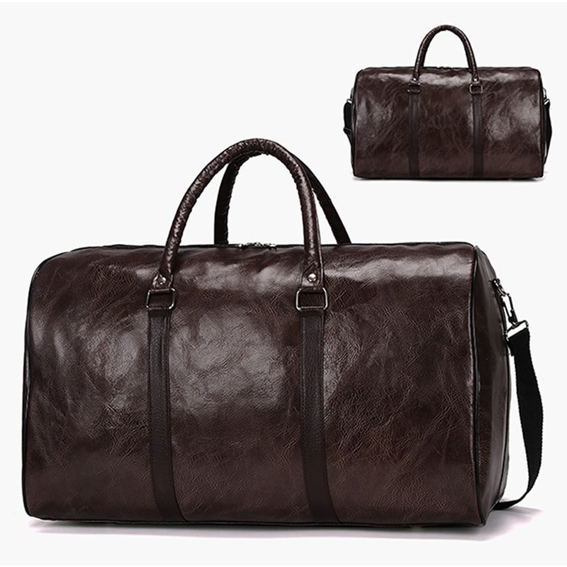 Leather travel / sports bag - shoulder strap - large capacityBags