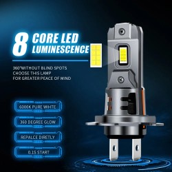 Mini H7 LED headlight bulb 250W CSP - 320000lm - auto diode bulbs - H7 Turbo LED - 12V - 6500KH7