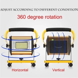 100W Waterproof Flood Light Outdoor Reflector LED External Projector RGB Spotlight Searchlight Rechargeable by 6*18650 Batter...