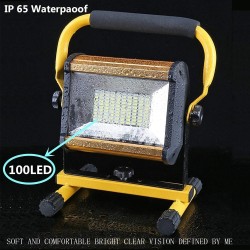 100W Waterproof Flood Light Outdoor Reflector LED External Projector RGB Spotlight Searchlight Rechargeable by 6*18650 Batter...
