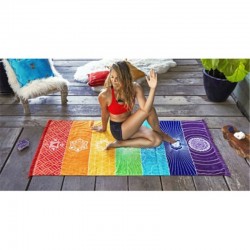 Rainbow Chakra - wall hanging towel - striped blanketBlankets