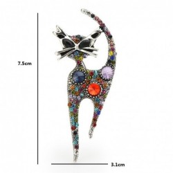 Multicolor crystal cat - vintage broochBrooches