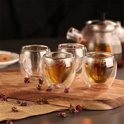 4 Pieces - Heat-resistant - double wall glass cup - glass - tea - espresso - coffeeCup heaters