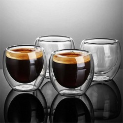 4 Pieces - Heat-resistant - double wall glass cup - glass - tea - espresso - coffeeCup heaters