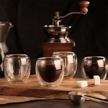 4 Pieces - Heat-resistant - double wall glass cup - glass - tea - espresso - coffeeCup heaters