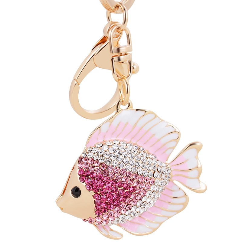Crystal fish - gold - keyringKeyrings
