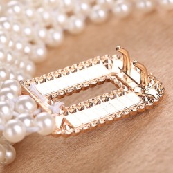 Elegant elastic belt with pearls & crystalsBelts
