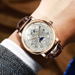Luxury leather band watch for men - business - casual - waterproof - automatic wrist watchWatches