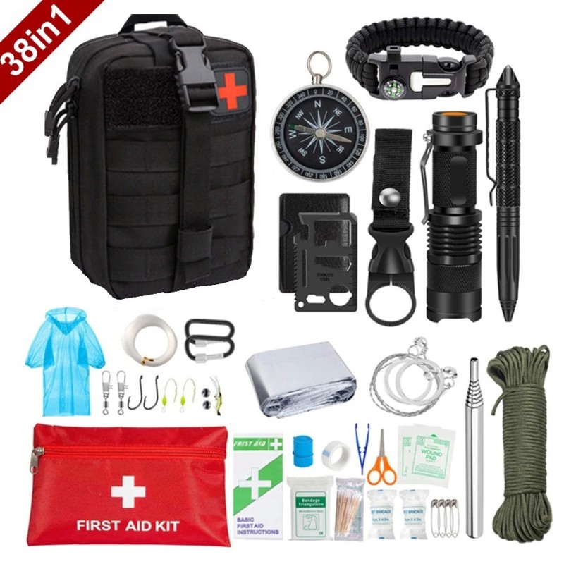 38 in 1 Survival first aid kit - full military set - outdoor gear emergency kitMilitary 38 in 1 Survival first aid kit - full military set - outdoor gear emergency kitMilitary