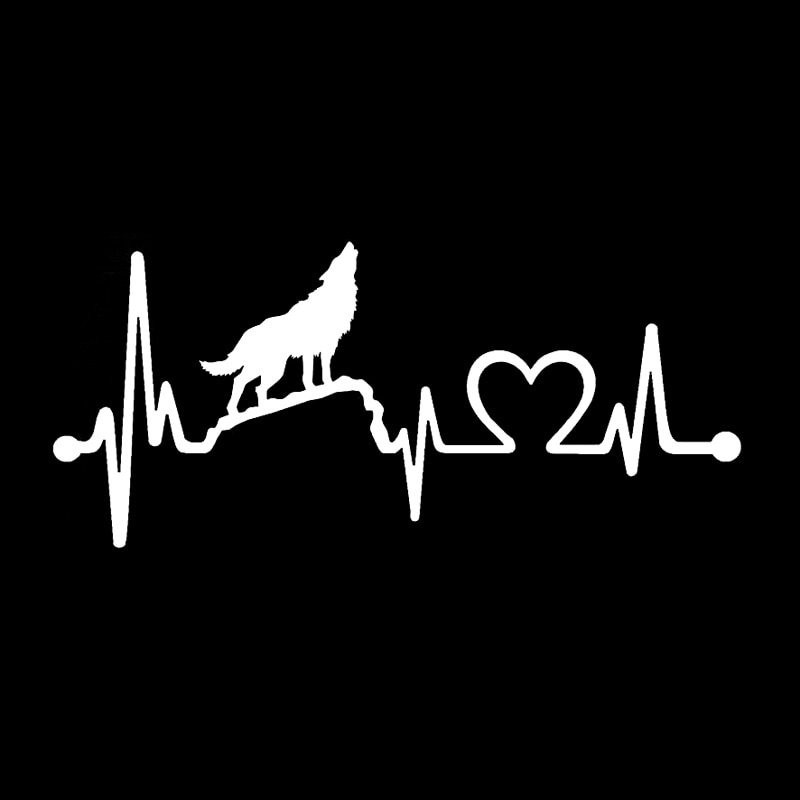 Howling wolf / heartbeat lifeline - vinyl car stickerStickers