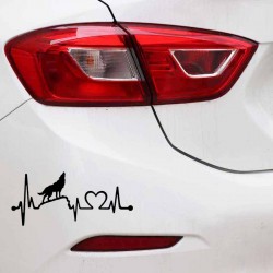 Howling wolf / heartbeat lifeline - vinyl car stickerStickers