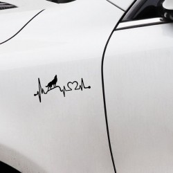 Howling wolf / heartbeat lifeline - vinyl car stickerStickers