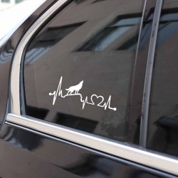 Howling wolf / heartbeat lifeline - vinyl car stickerStickers
