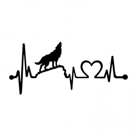 Howling wolf / heartbeat lifeline - vinyl car stickerStickers