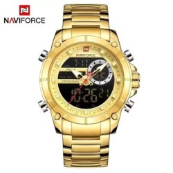 NAVIFORCE 9163 Men's Electronic Quartz Watch Luminous Calendar Casual Sports Waterproof Stainless Steel Strap Watches for Men...