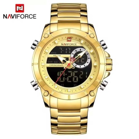 NAVIFORCE 9163 Men's Electronic Quartz Watch Luminous Calendar Casual Sports Waterproof Stainless Steel Strap Watches for Men...