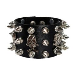 Non-Conformist Leather Bracelet Street Dance Performance Ghost Head Couple's Holiday Gift Wristband Punk Style JewelryBracelets