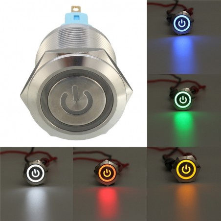 6 Pin 22mm 12V Led light metal push button latching switchSwitches