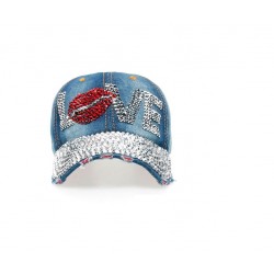 Vintage - Jeans Baseball cap with rhinestones - hat - cottonHats & Caps