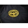 Black bomber jacket with embroidered golden wingsJackets