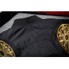 Black bomber jacket with embroidered golden wingsJackets