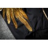 Black bomber jacket with embroidered golden wingsJackets