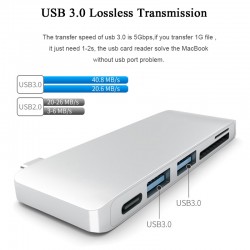 5 in 1 USB 3 Hub Multi Type C Splitter Adapter Card ReaderAccessories