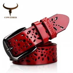 Genuine leather belt with flower motifBelts