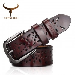 Genuine leather belt with flower motifBelts