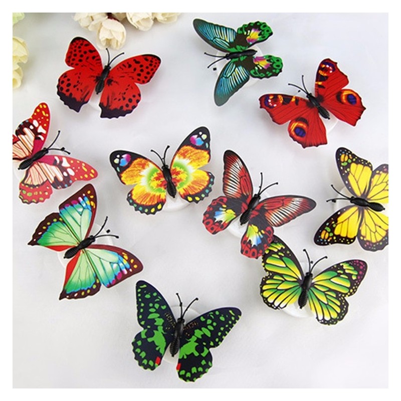 Colorful Artificial Butterfly LED Night Light Lamp Wall StickerWall lights
