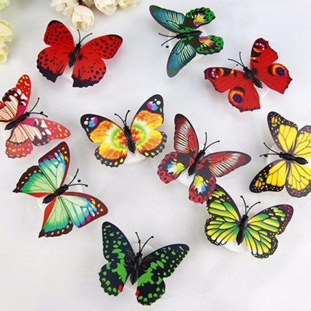 Colorful Artificial Butterfly LED Night Light Lamp Wall StickerWall lights