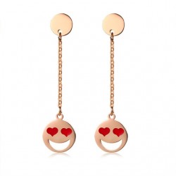 Stainless Steel Red Heart Long EarringsEarrings