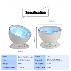 Ocean waves - starry sky - USB LED night light - projectorDecoration