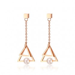 Triangle Pearl Drop EarringsEarrings