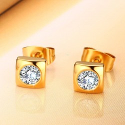 Round crystal stud gold square earringsEarrings