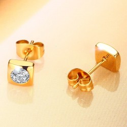 Round crystal stud gold square earringsEarrings