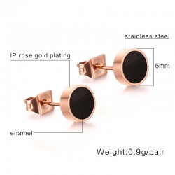 Black & white rose gold stud round earringsEarrings