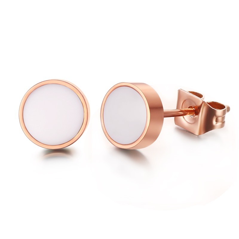 Black & white rose gold stud round earringsEarrings