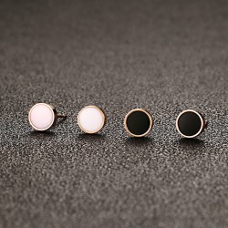 Black & white rose gold stud round earringsEarrings