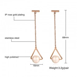 Triangles & pearls - rose gold long earringsEarrings