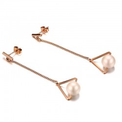 Triangles & pearls - rose gold long earringsEarrings