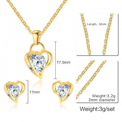 Heart & crystal necklace & earrings - jewellery setJewellery Sets