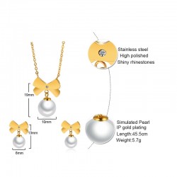 Bowknot & Pearl Fashion Jewellery SetJewellery Sets