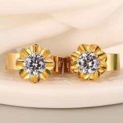 Gold stud earrings with zirconiaEarrings