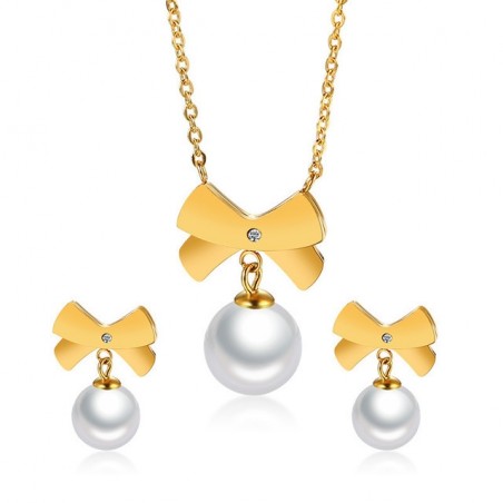 Bowknot & Pearl Fashion Jewellery SetJewellery Sets