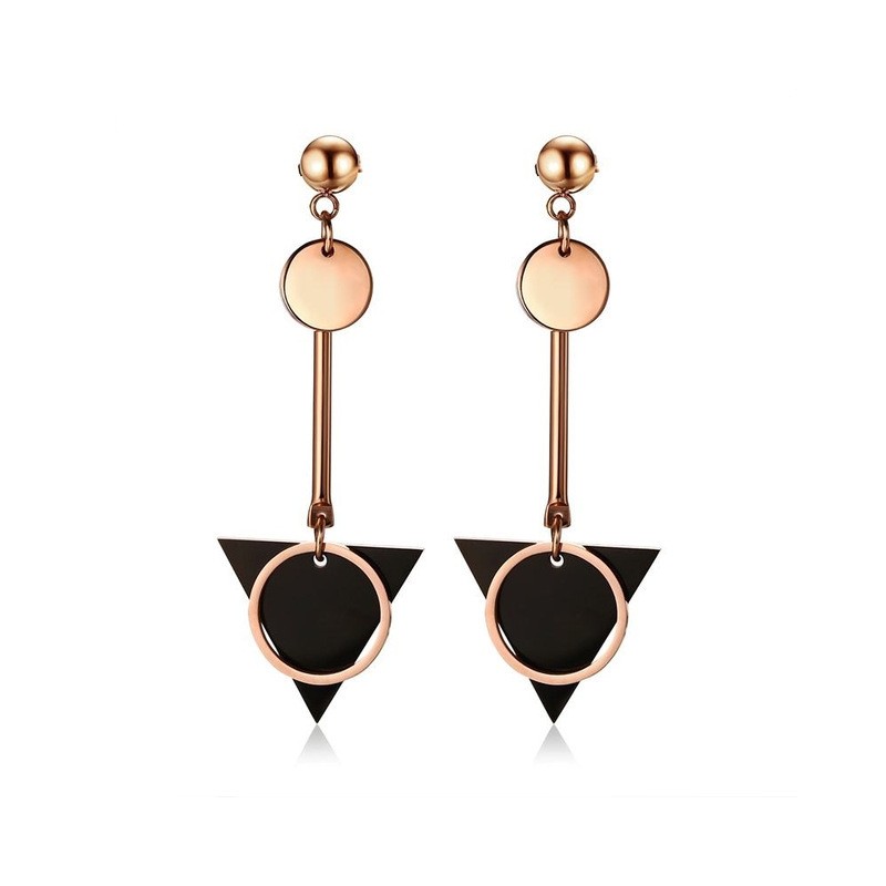 Double circle & triangle - long earringsEarrings