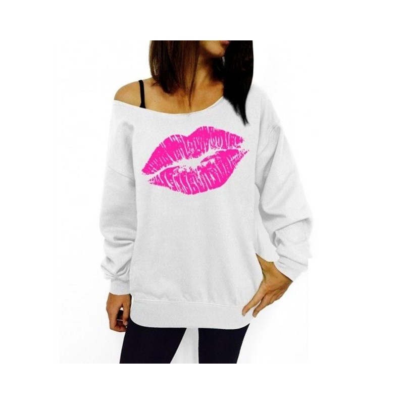 Red big lips - plus size sweatshirt - off shoulder pulloverPlus Red big lips - plus size sweatshirt - off shoulder pulloverPlus