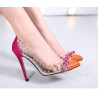 Transparent PVC Rivet Bow High Heel PumpsHigh heels