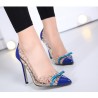 Transparent PVC Rivet Bow High Heel PumpsHigh heels